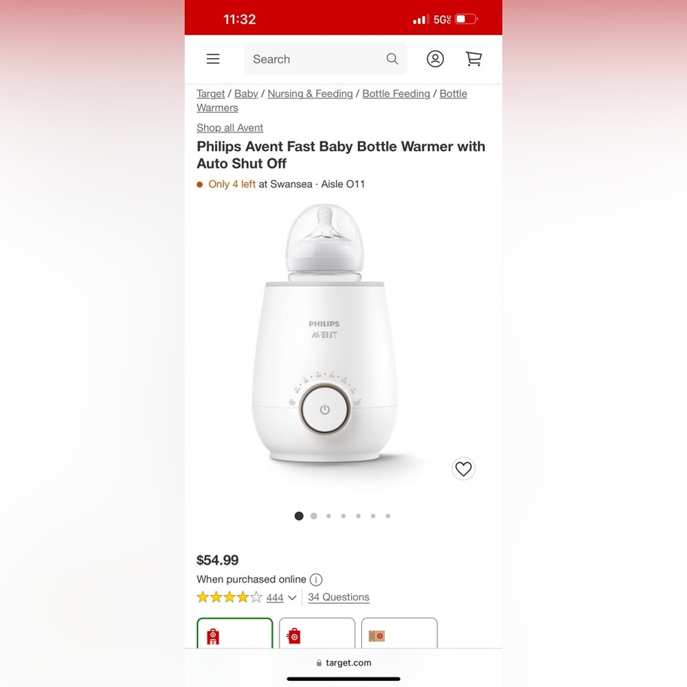 PHILIPS AVENT BABY BOTTLE WARMER